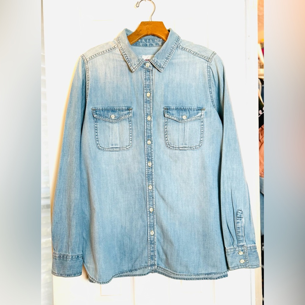 Mossimo Supply Co. Women's Blue Denim Long Sleeve Button Down Shirt - Sz XL